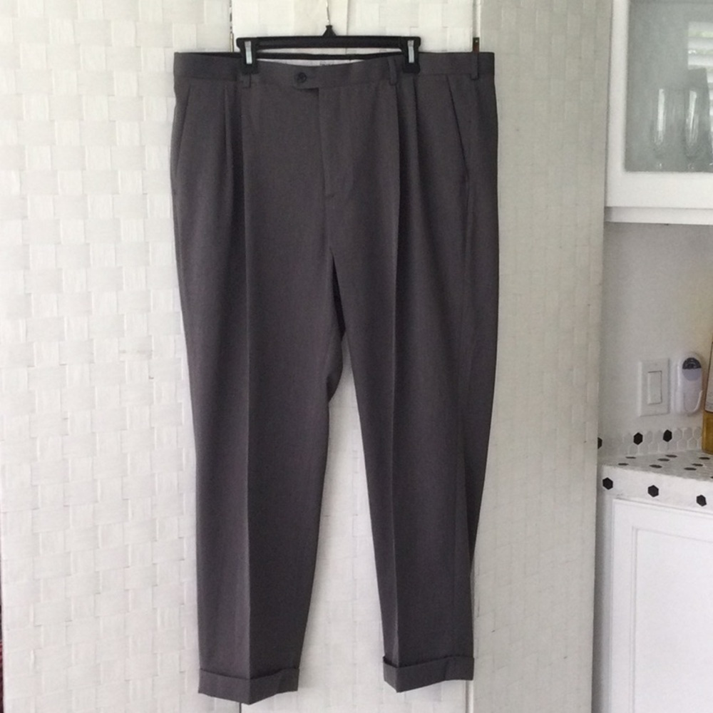 Mens Perry Ellis dress pants size 40W 30 L color brown machine wash #626